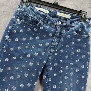 Anthropologie Jeans Womens 29 High Rise Bootcut Floral Pattern Med Blue Wash